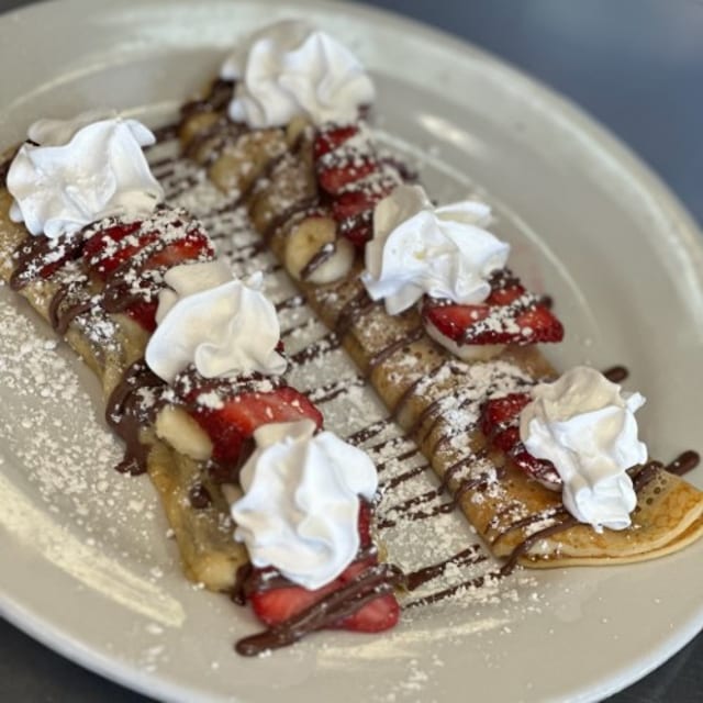 Strawberry Banana Crepes with Nutella.