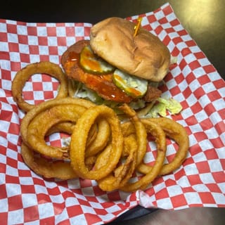 Spicy Fried Chicken Sandwich on Brioche Bun